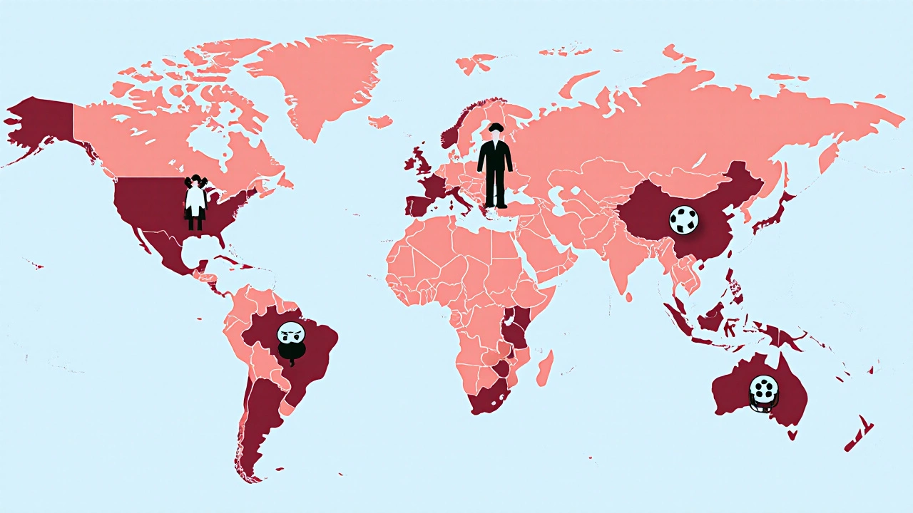 World map illustration with gender silhouettes indicating where women or men volunteer more.