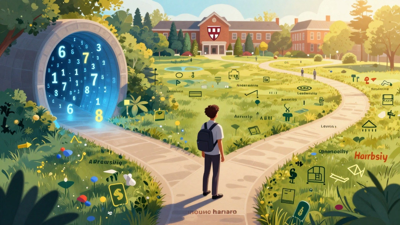 Illustration showing holistic admissions vs grades