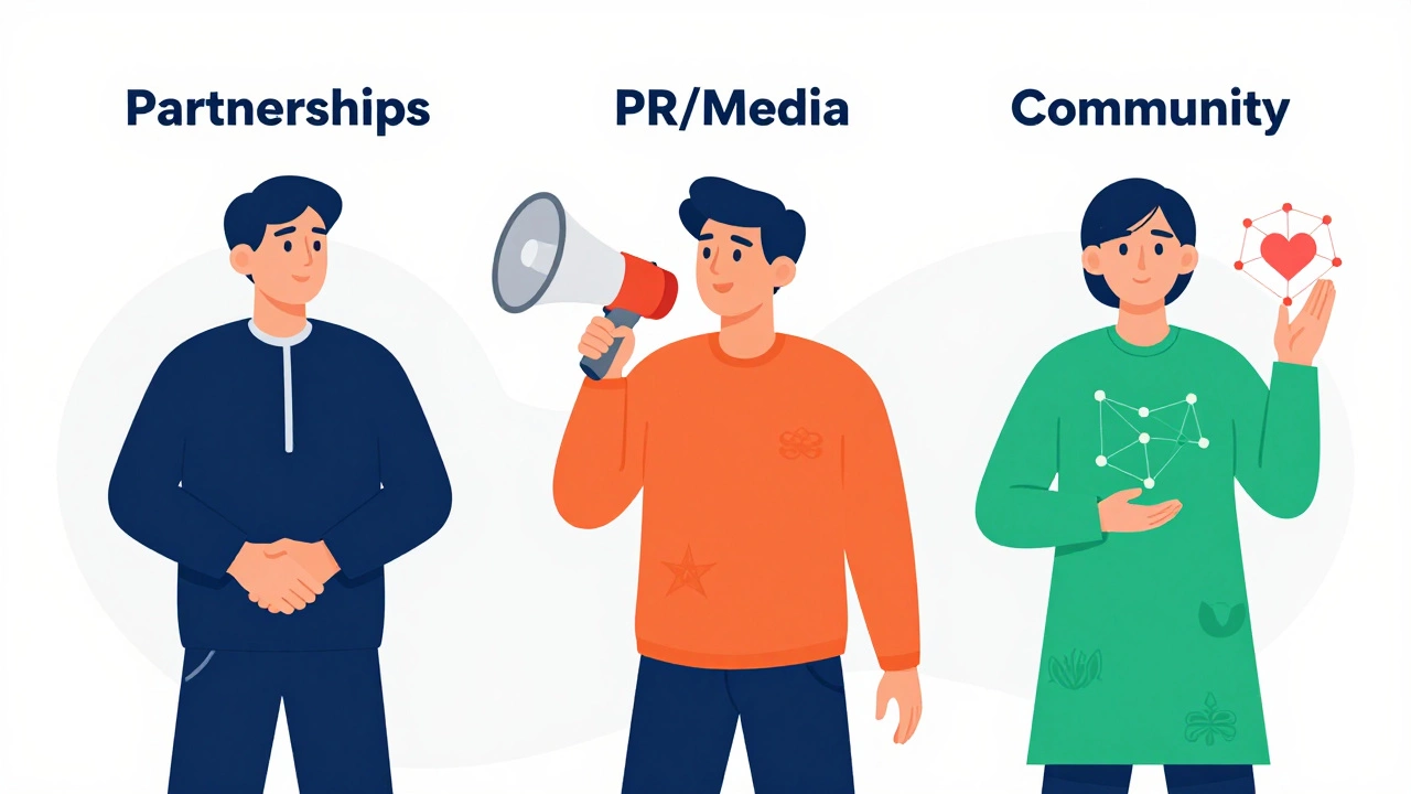 Illustration of three outreach professionals representing different roles