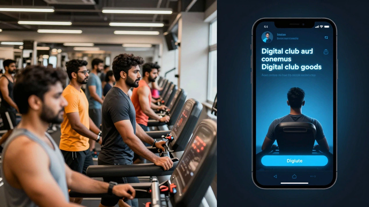 Contrast between crowded gym and smooth digital streaming experience