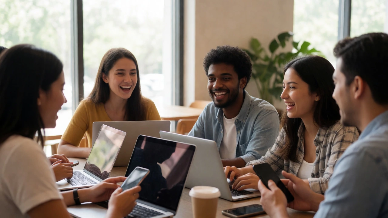 Group of friends collaborating on peer-to-peer fundraising